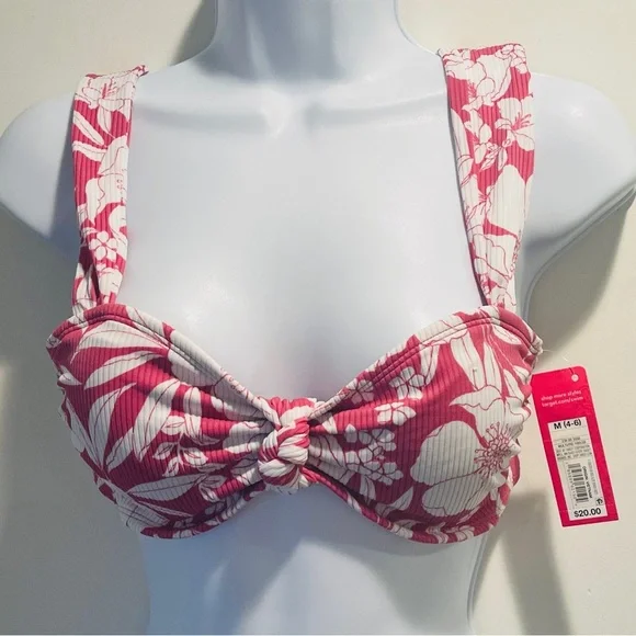 Xhilaration Juniors' Ribbed Knot-Front Bralette Bikini Top Medium Size - Picture 12 of 15